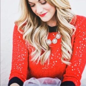 J. Crew Red Sequin Sweater